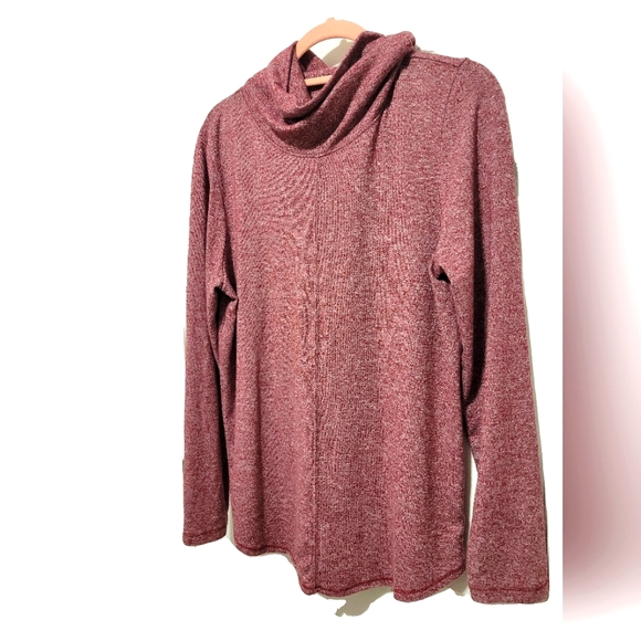 Loose fitted cowlneck,sz large, heathered burgundy - Picture 2 of 6
